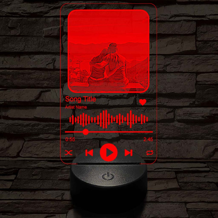 Zene-lejátszóba fotógravírozás 7 színű 3D led lámpa