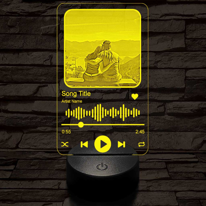 Zene-lejátszóba fotógravírozás 7 színű 3D led lámpa