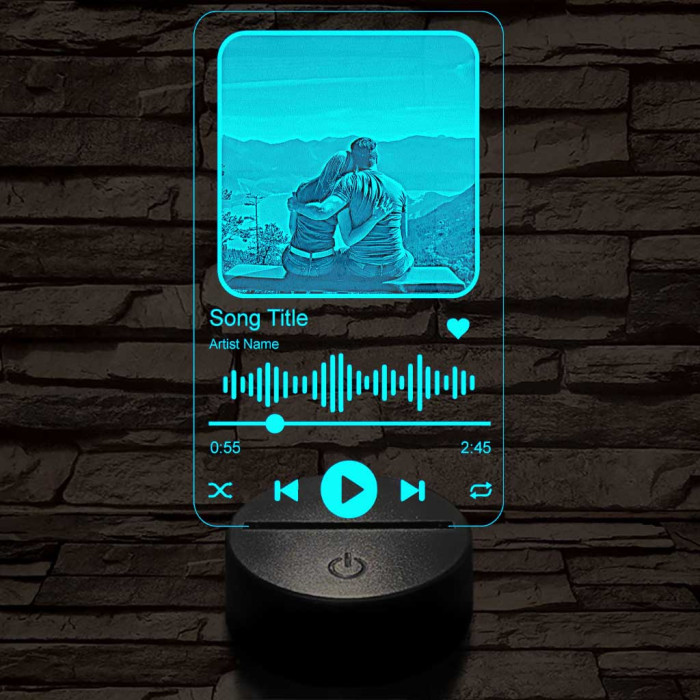 Zene-lejátszóba fotógravírozás 7 színű 3D led lámpa