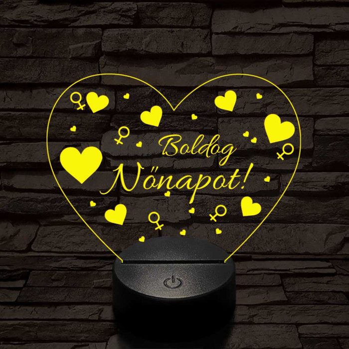 Nőnapos szív-forma 7 színű 3D led lámpa