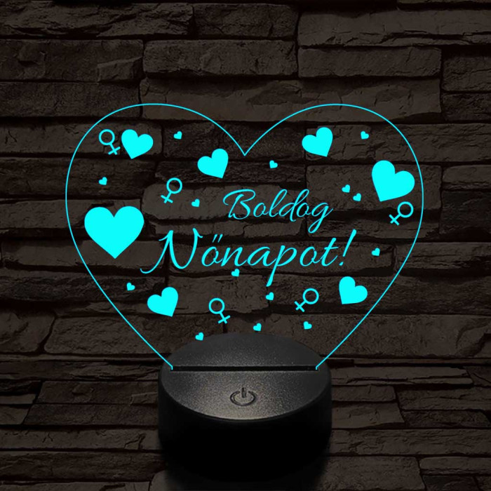 Nőnapos szív-forma 7 színű 3D led lámpa