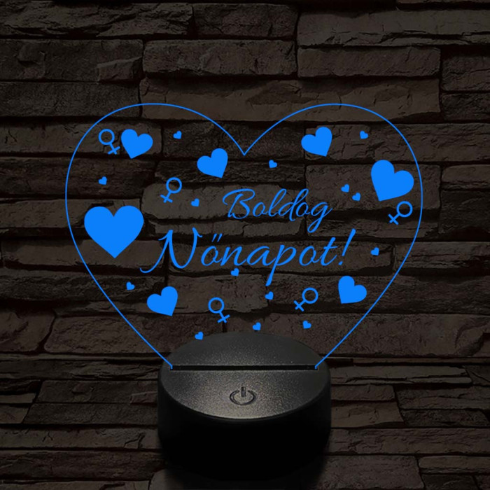 Nőnapos szív-forma 7 színű 3D led lámpa