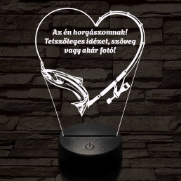 Horgász Love fotógravírozás  7 színű 3D led lámpa