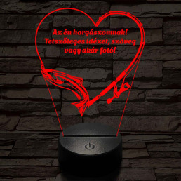 Horgász Love fotógravírozás  7 színű 3D led lámpa