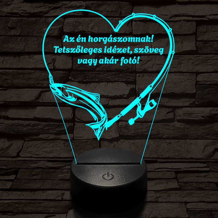 Horgász Love fotógravírozás  7 színű 3D led lámpa