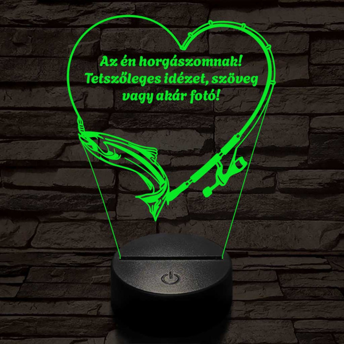Horgász Love fotógravírozás  7 színű 3D led lámpa