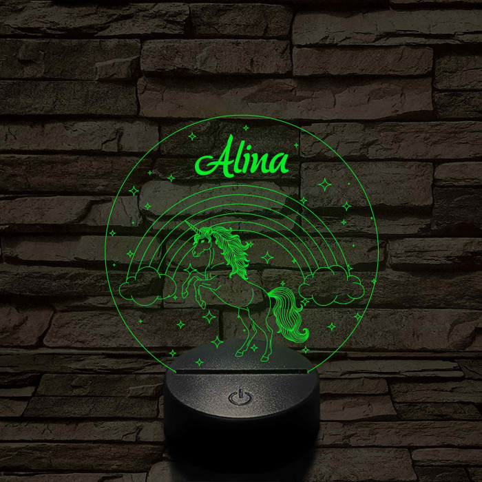 Varázslatos Unikornis 7 színű LED Lámpa – Egyedi névvel