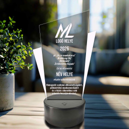 Személyre szabható Prizma Díjlámpa – 7 színű, színváltós LED trófea