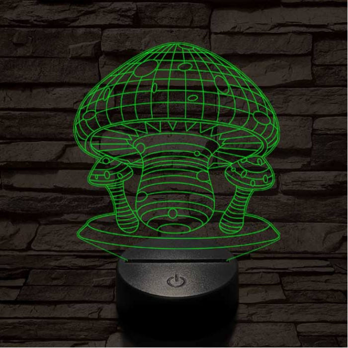Gombák 7 színű 3D led lámpa