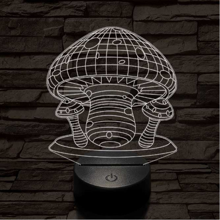 Gombák 7 színű 3D led lámpa
