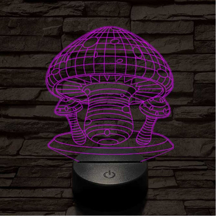 Gombák 7 színű 3D led lámpa