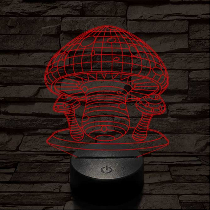 Gombák 7 színű 3D led lámpa