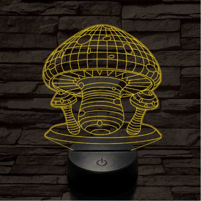 Gombák 7 színű 3D led lámpa