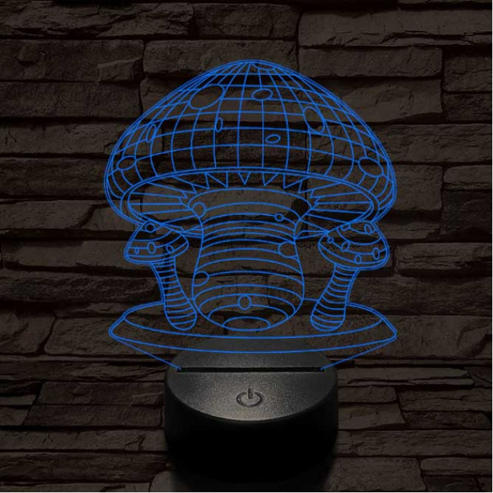 Gombák 7 színű 3D led lámpa