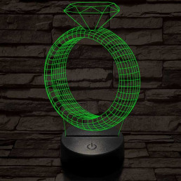Köves gyűrű, 7 színű 3D led lámpa