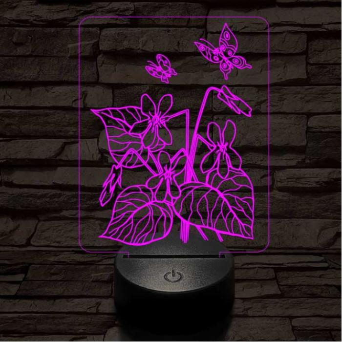 Ibolya  7 színű 3D led lámpa