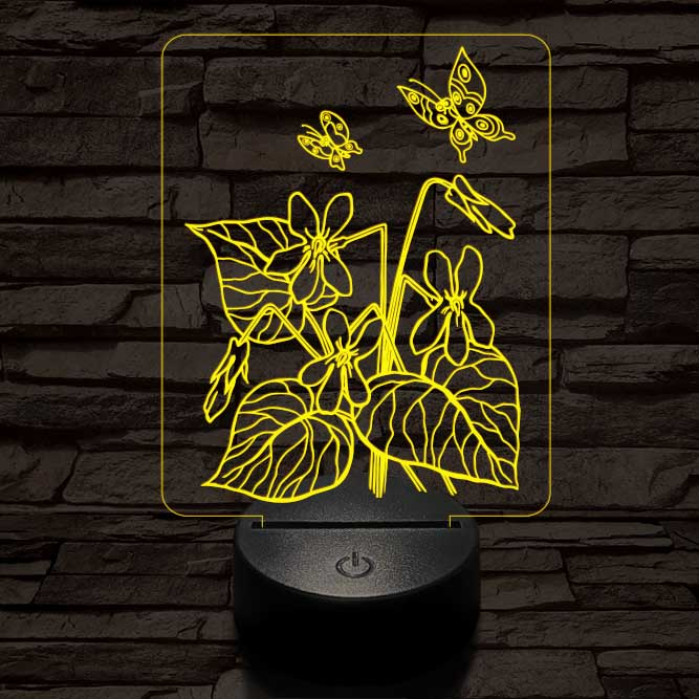 Ibolya  7 színű 3D led lámpa