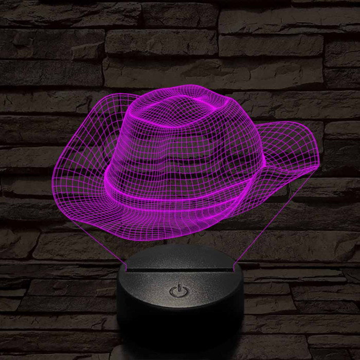 Cowboy kalap  7 színű 3D led lámpa