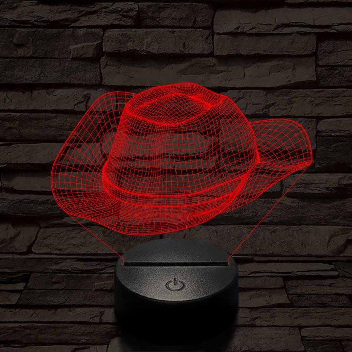 Cowboy kalap  7 színű 3D led lámpa