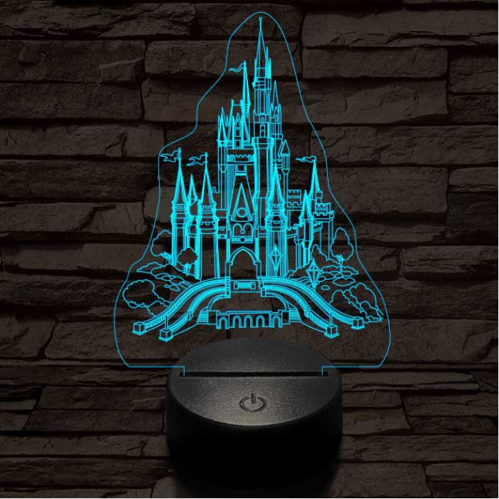 Kastély 7 színű 3D led lámpa
