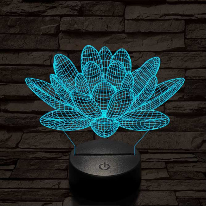 Lótusz virág 7 színű 3D led lámpa