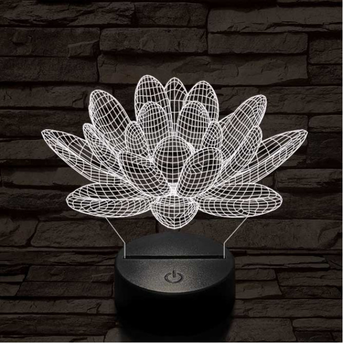 Lótusz virág 7 színű 3D led lámpa