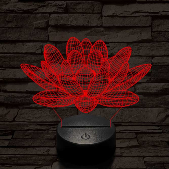Lótusz virág 7 színű 3D led lámpa