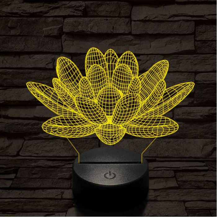 Lótusz virág 7 színű 3D led lámpa