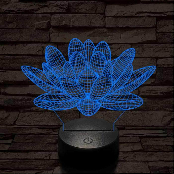 Lótusz virág 7 színű 3D led lámpa