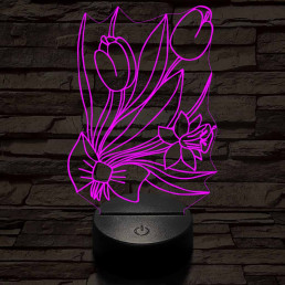 Tulipáncsokor 7 színű 3D led lámpa