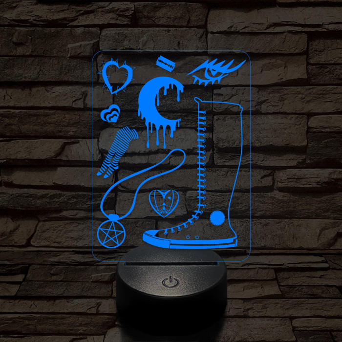 Stílusjegyek montázsa 7 színű 3D led lámpa