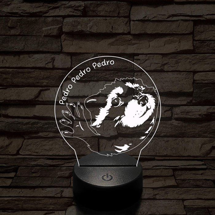 Pedro Pedro meme 7 színű 3D led lámpa