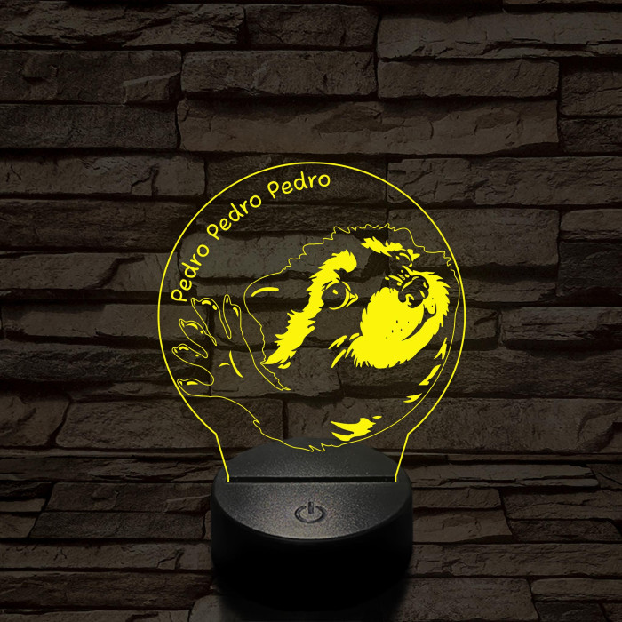 Pedro Pedro meme 7 színű 3D led lámpa