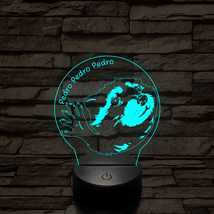 Pedro Pedro meme 7 színű 3D led lámpa
