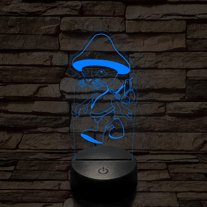 Smurf Cat meme 7 színű 3D led lámpa