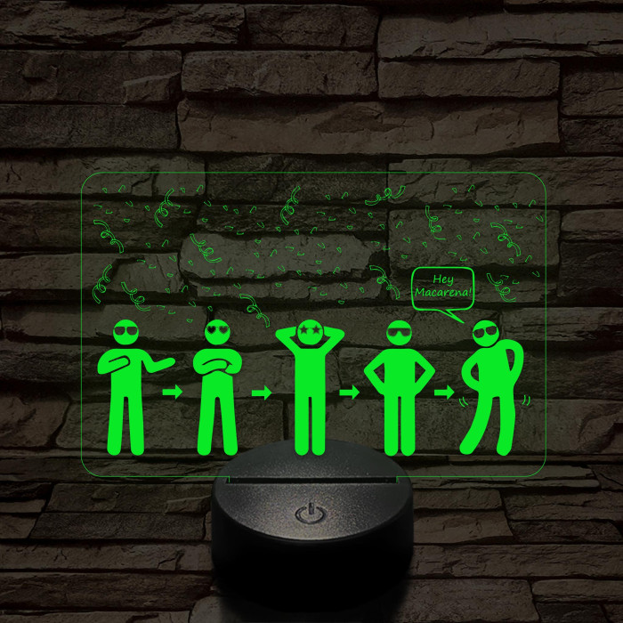 Hey Macarena meme 7 színű 3D led lámpa