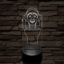 Skibidi Toilet meme 7 színű 3D led lámpa