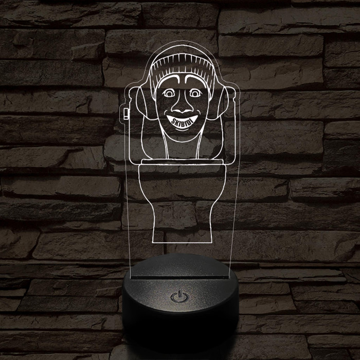 Skibidi Toilet meme 7 színű 3D led lámpa