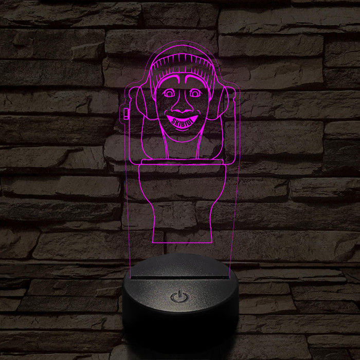 Skibidi Toilet meme 7 színű 3D led lámpa