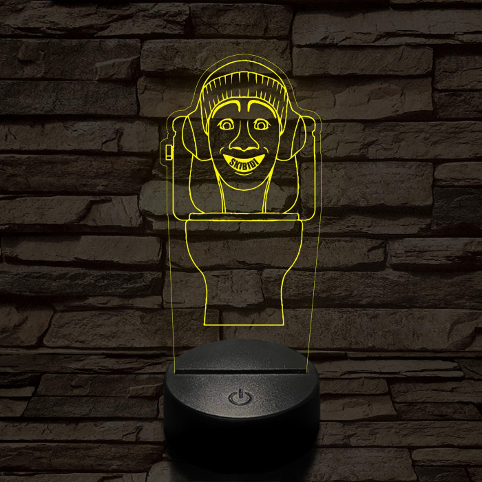 Skibidi Toilet meme 7 színű 3D led lámpa