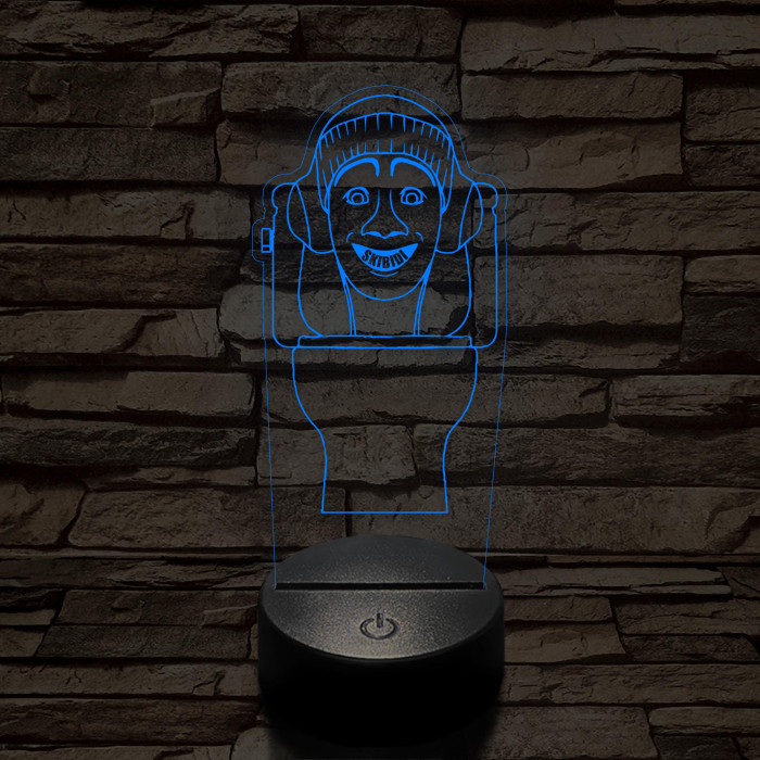 Skibidi Toilet meme 7 színű 3D led lámpa