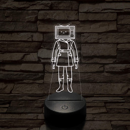 Skibidi Toilet TV hős nő meme 7 színű 3D led lámpa