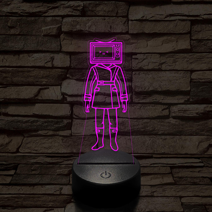 Skibidi Toilet TV hős nő meme 7 színű 3D led lámpa