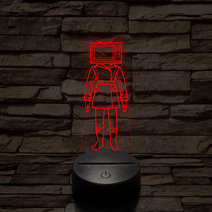 Skibidi Toilet TV hős nő meme 7 színű 3D led lámpa