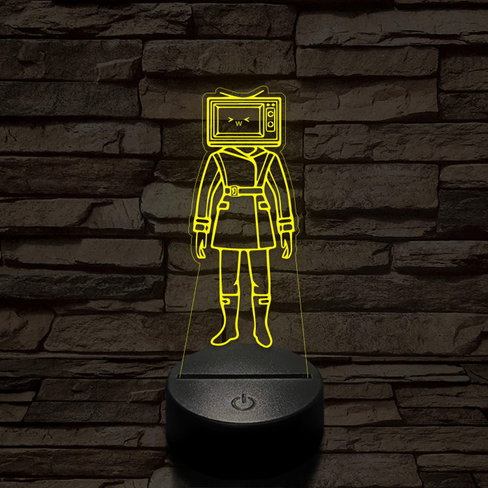 Skibidi Toilet TV hős nő meme 7 színű 3D led lámpa