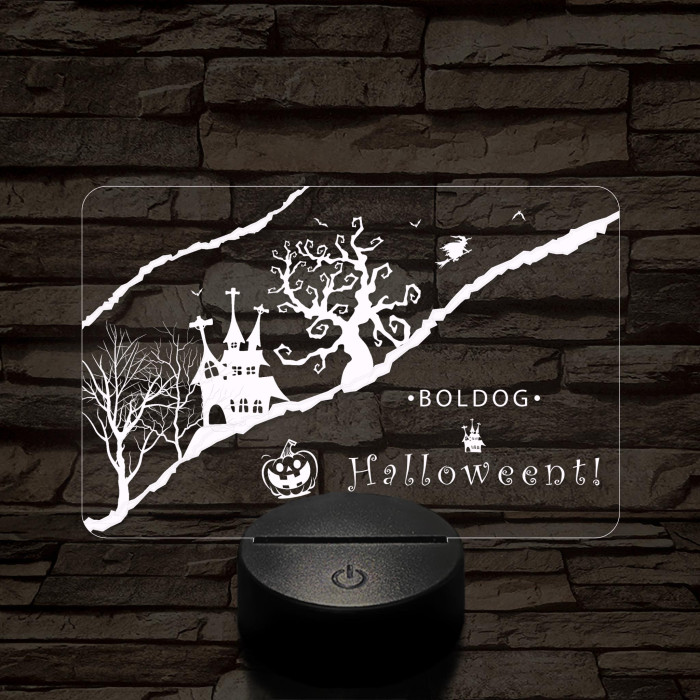 Boldog Halloweent 7 színű 3D led lámpa