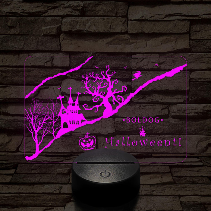 Boldog Halloweent 7 színű 3D led lámpa