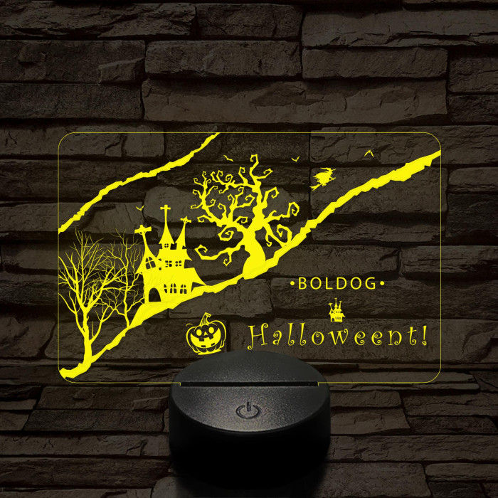 Boldog Halloweent 7 színű 3D led lámpa