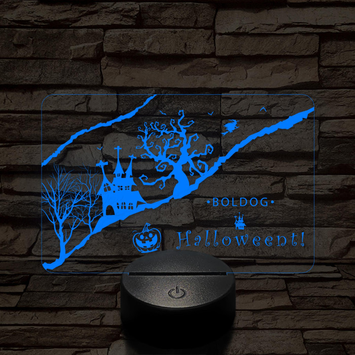 Boldog Halloweent 7 színű 3D led lámpa