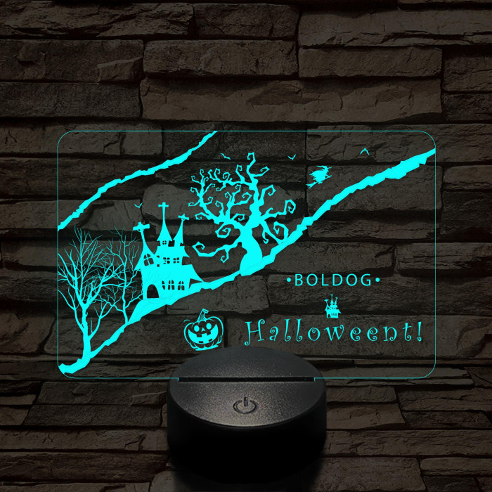 Boldog Halloweent 7 színű 3D led lámpa